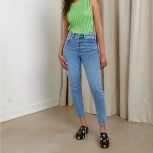 NWT DECADE STUDIO Pamela Super Curve High Rise Tapered-Leg Jeans Size 36